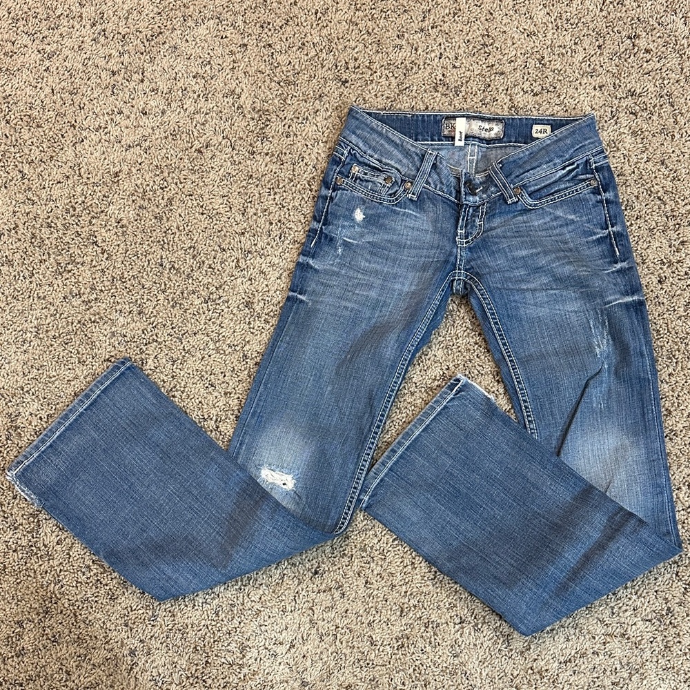 BKE Distressed Women's Dark Blue Bootcut Jeans